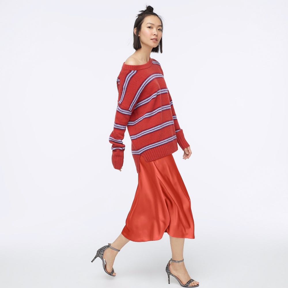NWT J CREW Satin Pull on slip skirt L